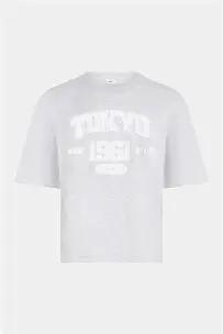 t-shirt print grey mel/white