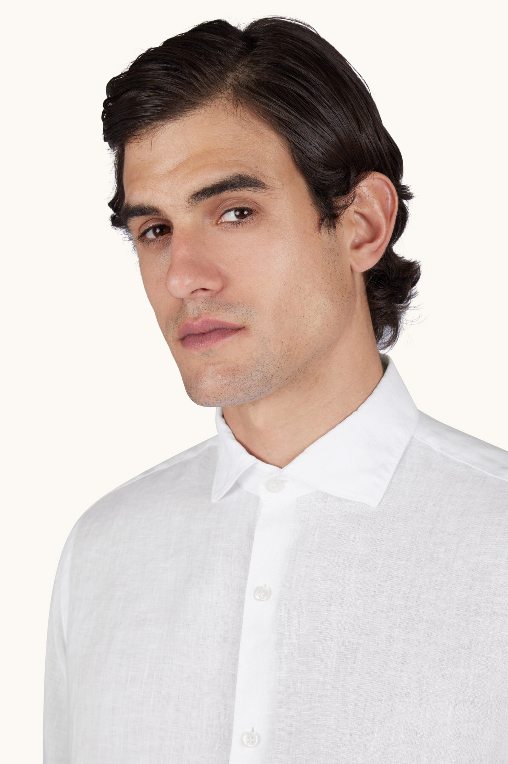 Paul & Shark Luxe heren overhemd van 100% linnen met garment-dyed verfing voor een zachte, natuurlijke look in de kleur wit. Lichtgewicht, ademend en ideaal voor stijlvolle casual outfits. - Afbeelding 2